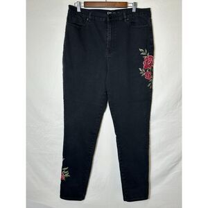 DG2 Diane Gilman Women's Virtual Stretch High Rise Skinny Black Jeans Size 16T
